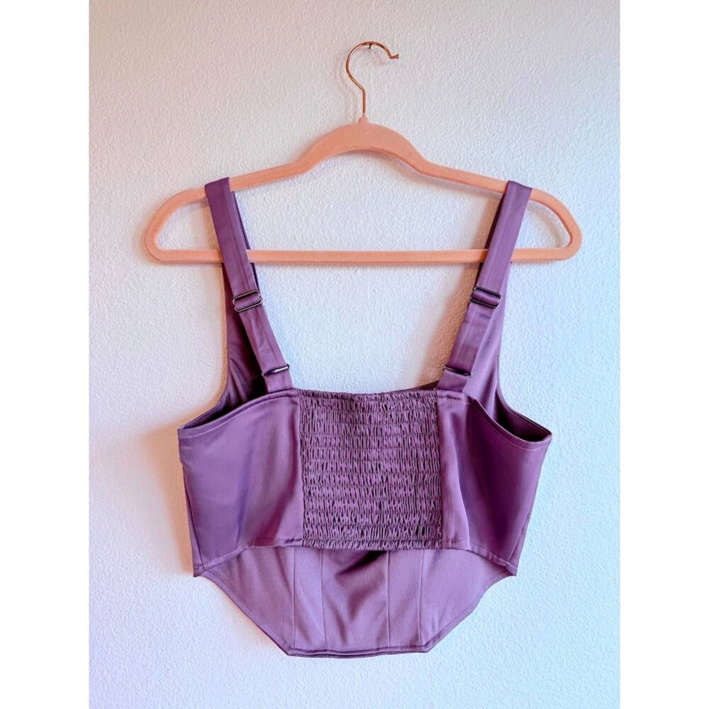 Wild Fable Satin Cropped Corset Top with Square Neck in Lilac Purple size Medium - Picture 5 of 12